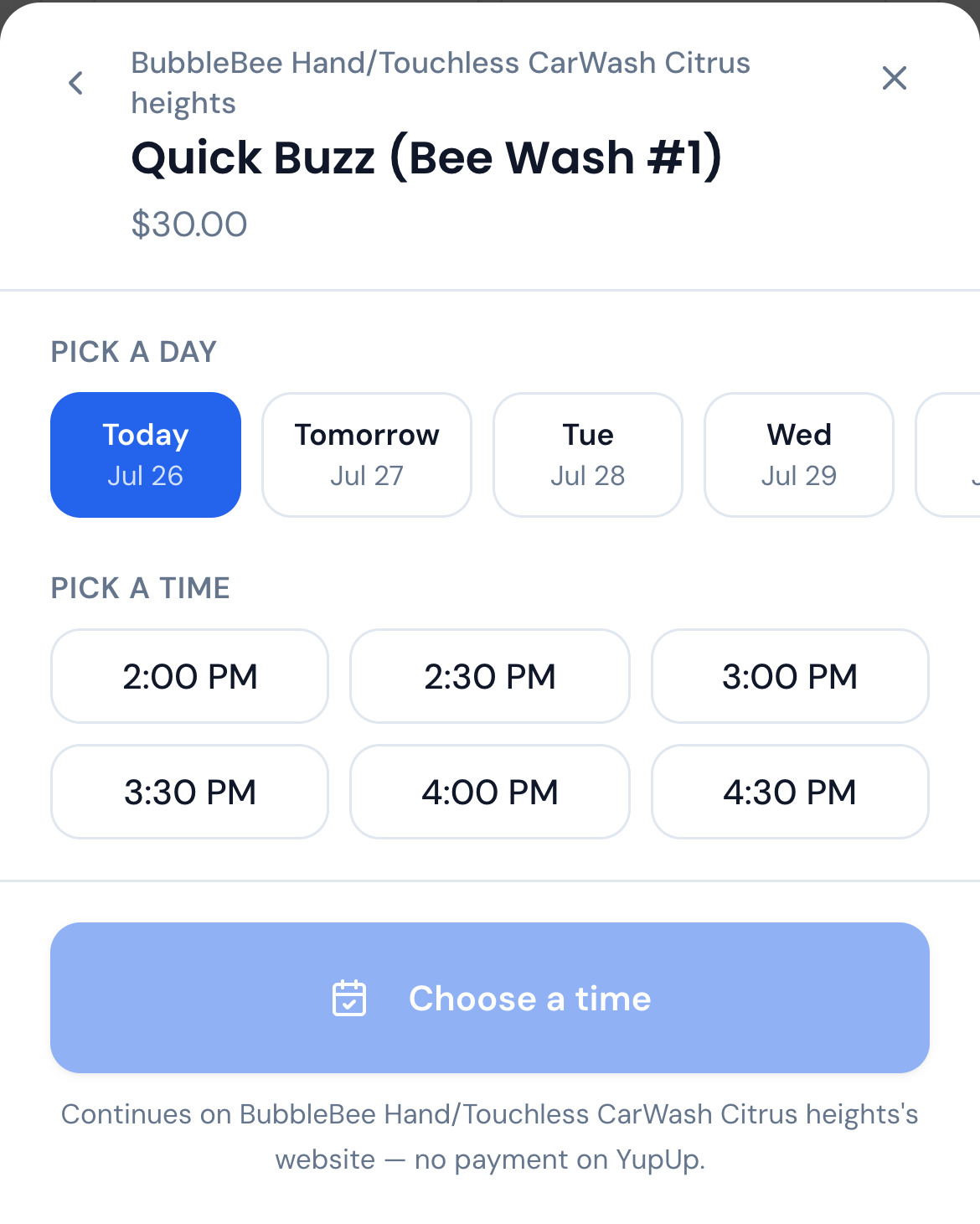 The same booking flow on a phone